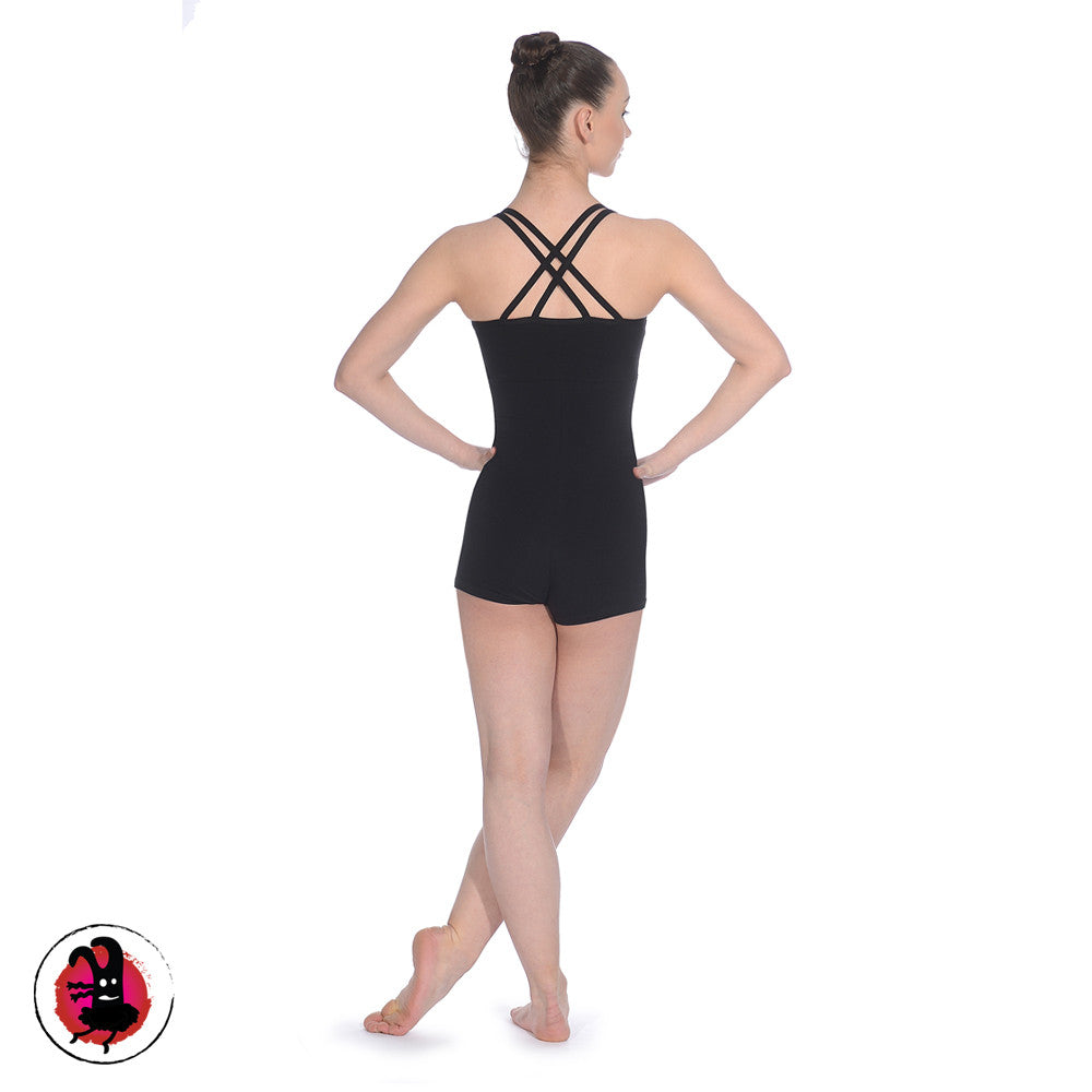Cross Over Straps Unitard with Micro Shorts