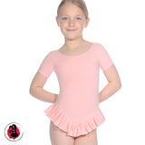 Short Sleeved Leotard with Attached Frill Skirt
